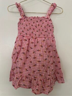 Tucker + Tate Pink Gingham Floral Smocked Dress 3T